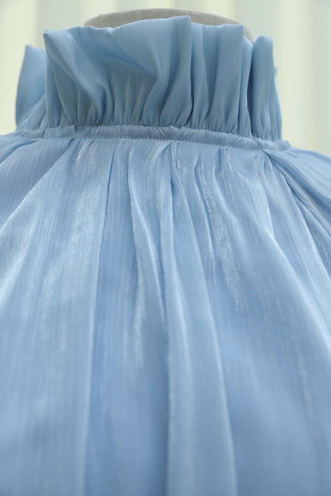 Brooch Detail Long-Sleeve Belted Shimmer Chiffon Skirt Set - Baby Blue - Podyumplus - by Peralane - photo 8