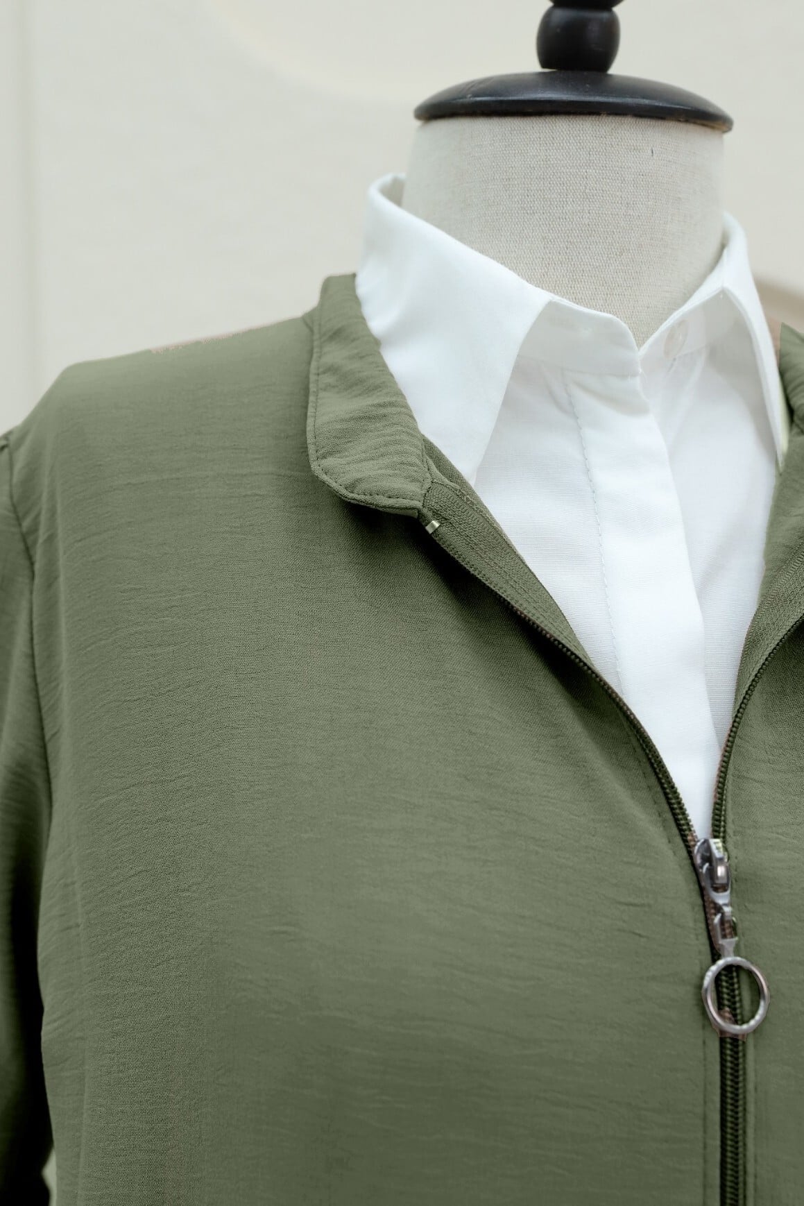 Zip-Up Tiered Ayrobin Ferace Dress in Olive Green - Podyumplus - by Peralane - photo 5