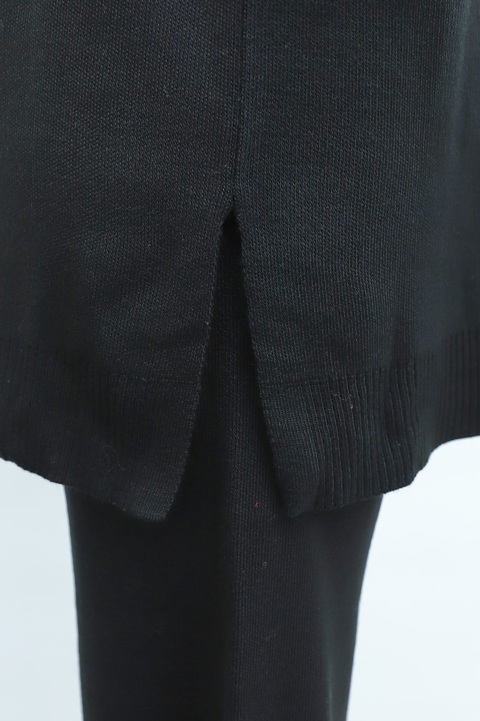 Black Zip-Front Turtleneck Knit Lounge Set with Wide-Leg Trousers - Podyumplus - by Peralane - photo 3