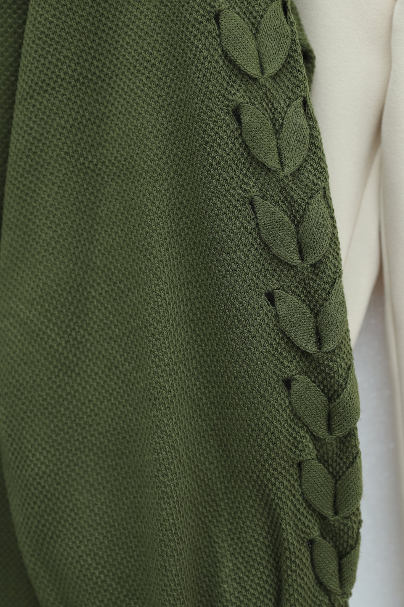 Braided Sleeve Relaxed Knit Cardigan - Olive - Podyumplus - by Peralane - photo 6