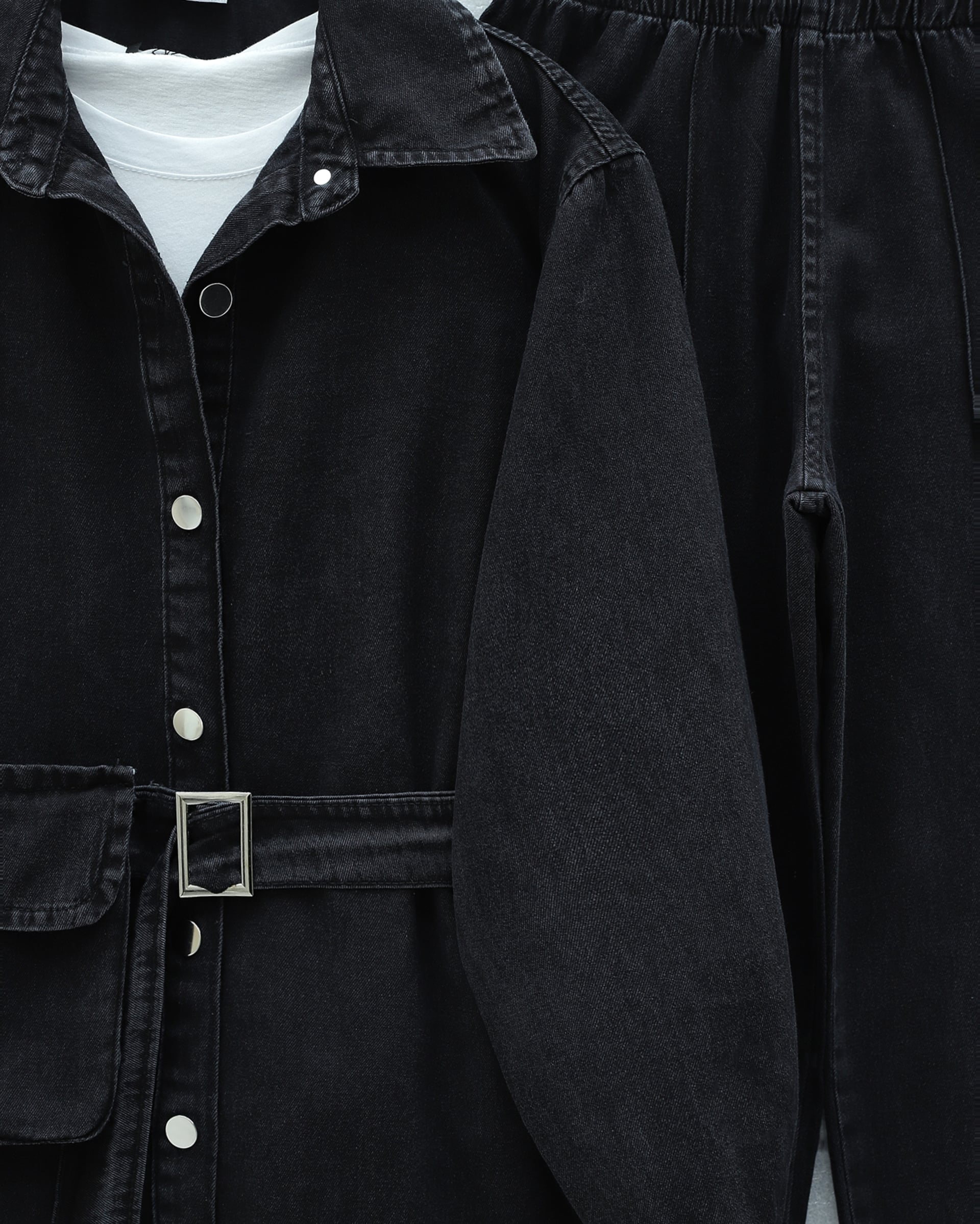 Black Denim Two-Piece Set with Jacket and Wide-Leg Trousers - Podyumplus - by Peralane - photo 7