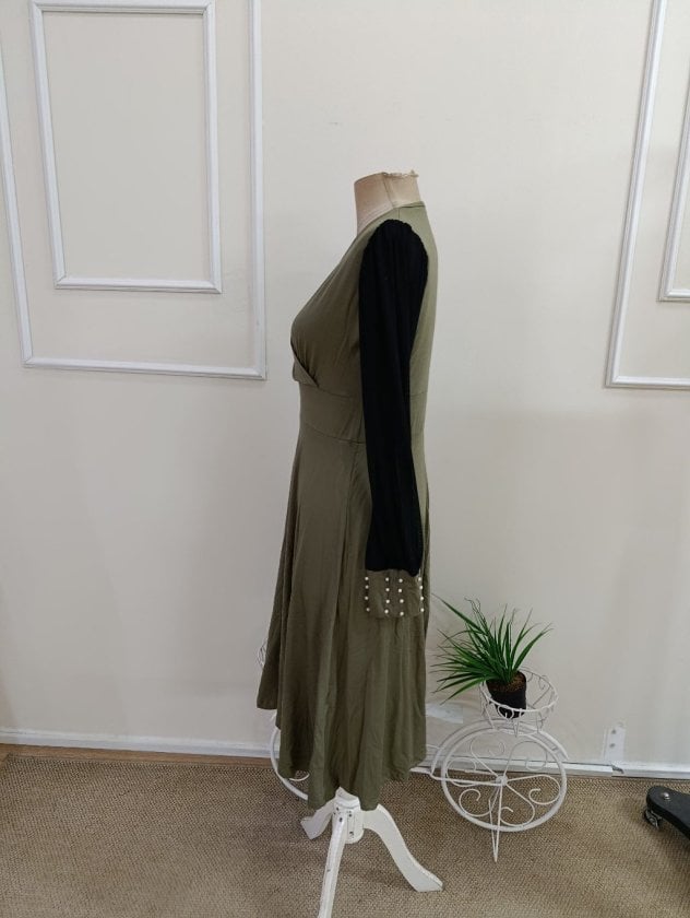 Women's Long Sleeve Wrap Midi Dress with Tulle and Beaded Cuffs - Janes - by Peralane - photo 5