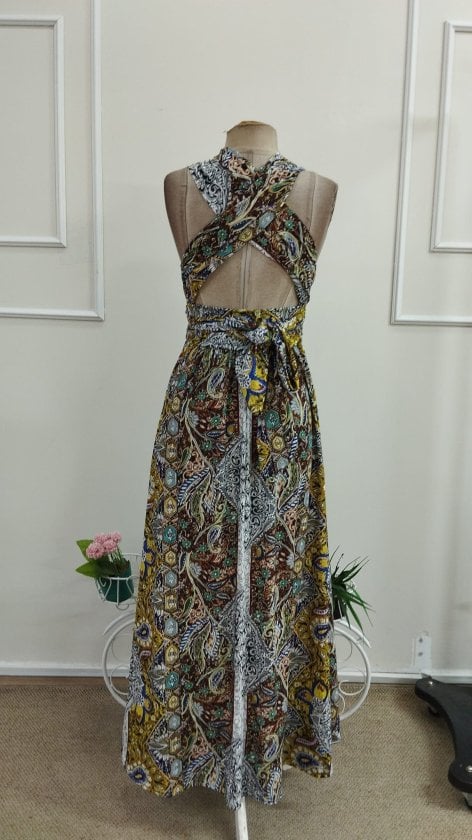 Women's Halter Neck Maxi Dress with Paisley Print and Criss-Cross Back - Janes - by Peralane - photo 6
