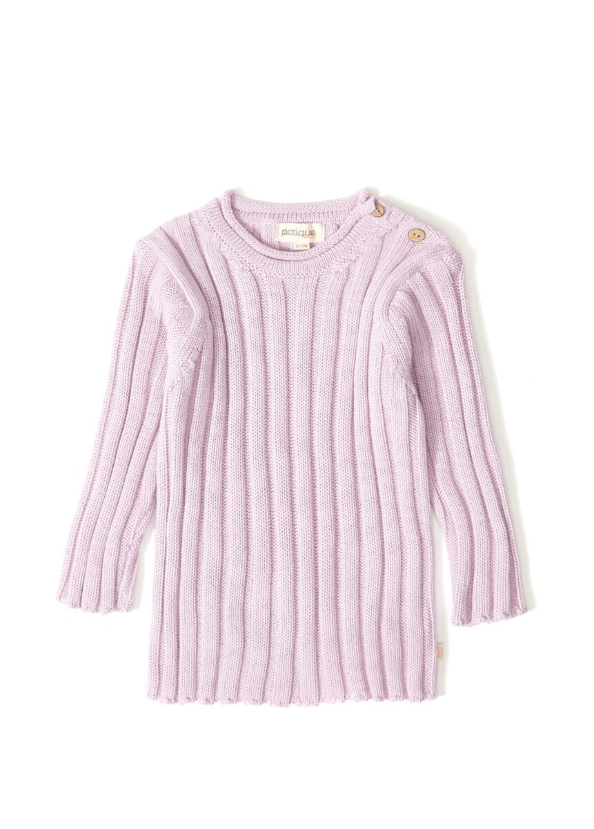 Ribbed Knit Baby Sweater with Wooden Buttons - 6-36M - Uludag Triko - by Peralane