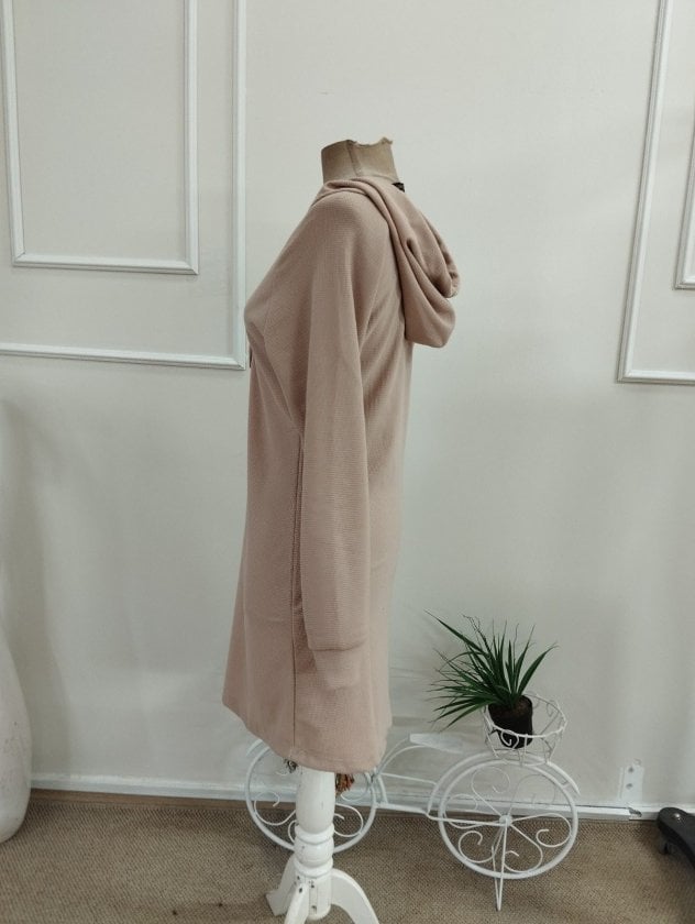 Women's Long Sleeve Buttoned Hooded Short Waffle Dress - Janes - by Peralane - photo 7