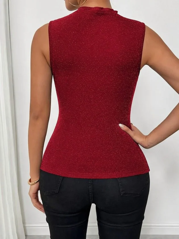 Women's Sleeveless Glitter Mesh V-Neck Bodysuit - Janes - by Peralane - photo 3