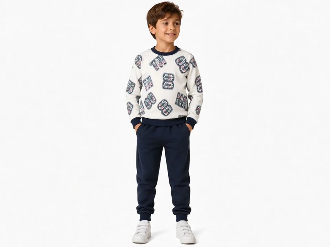 Boys' Letter Print Tracksuit Set - Navy - Miss Melinda - by Peralane