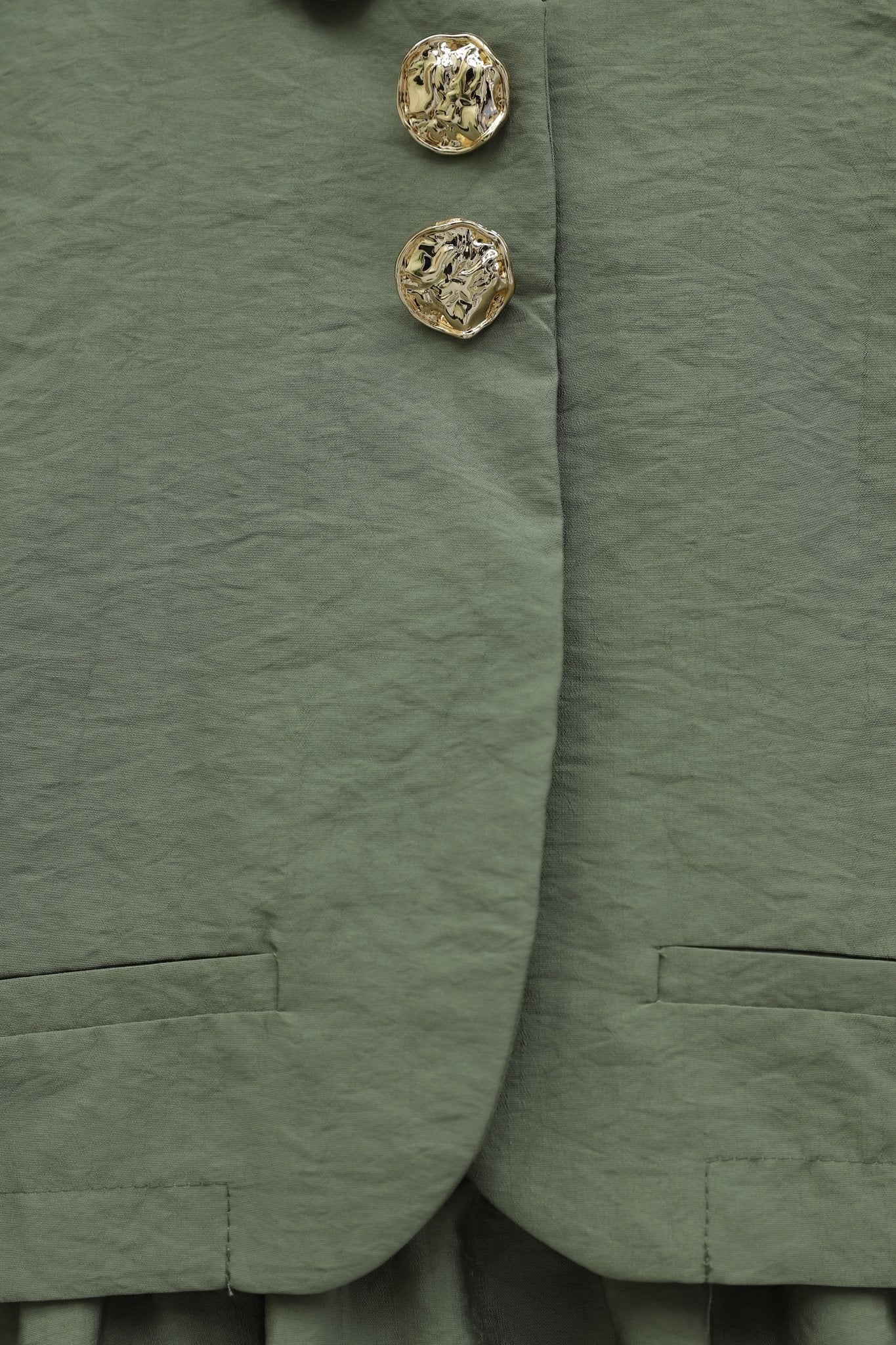 Elastic Waist Half-Button Vest Dress Set in Olive Green - Podyumplus - by Peralane - photo 8
