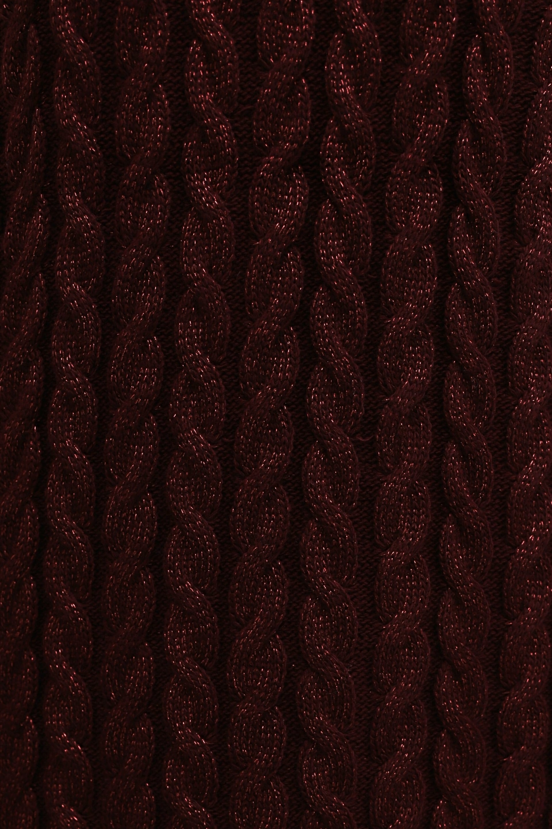 Cable Knit Metallic Dress in Burgundy - Podyumplus - by Peralane - photo 7