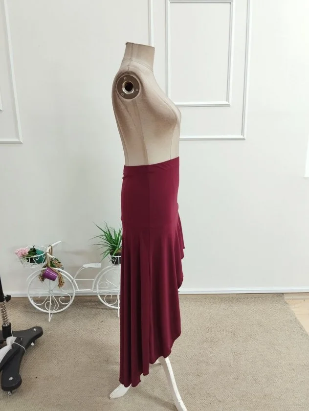 Women's High-Waist Asymmetric Ruffle Skirt in Deep Red - Janes - by Peralane - photo 6