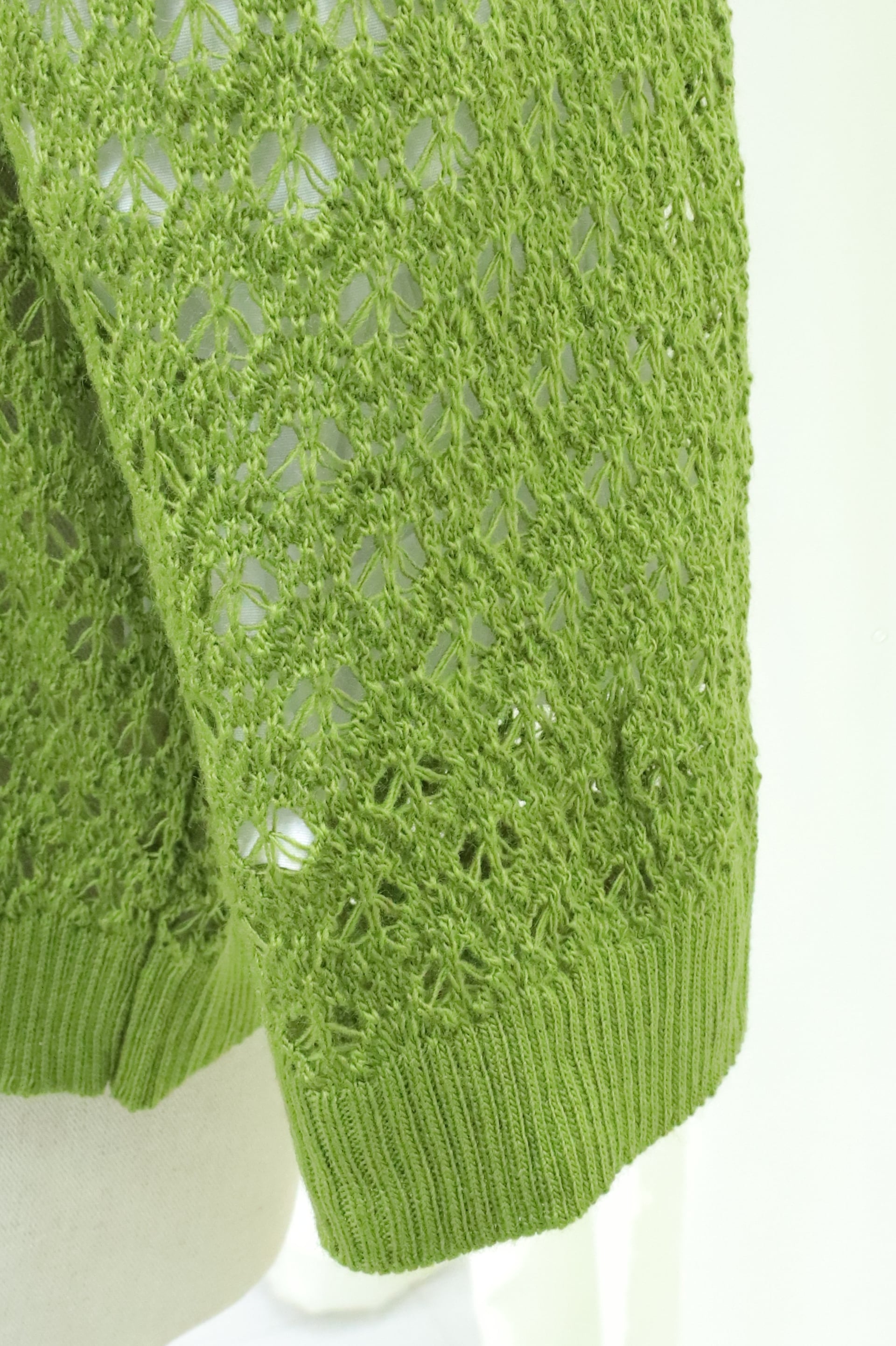 Open-Front Eyelet Knit Cardigan - Light Green - Podyumplus - by Peralane - photo 5