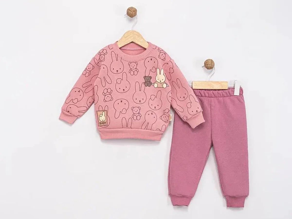 Baby Girls' Rabbit Print Two-Piece Set - Pink - Feely Kids - by Peralane