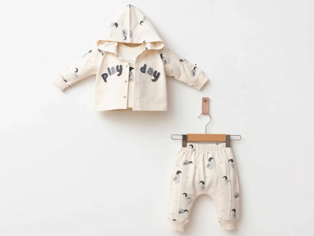 Play Print Baby Boy Set - Cream - Pookie - by Peralane
