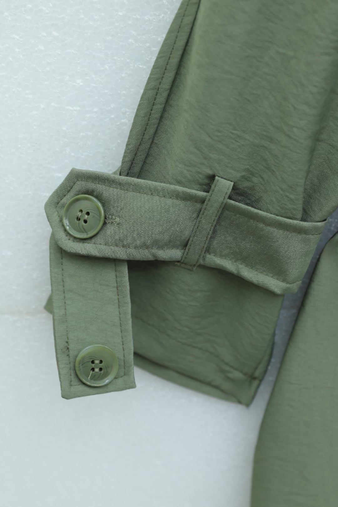 Belted Double-Breasted Trench Coat with Epaulettes and Capelet - Khaki - Podyumplus - by Peralane - photo 7