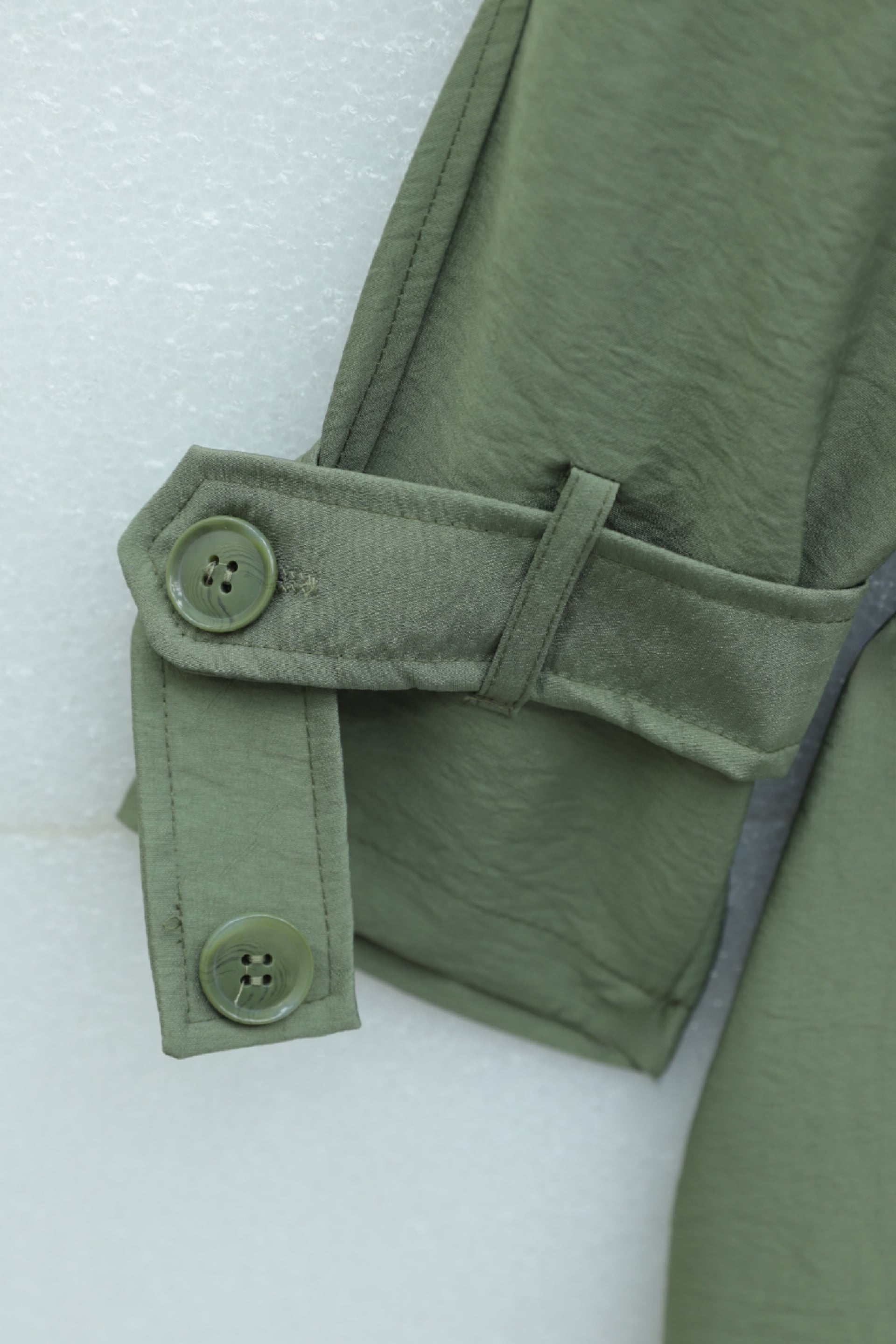 Belted Double-Breasted Trench Coat with Epaulettes and Capelet - Khaki - Podyumplus - by Peralane - photo 7