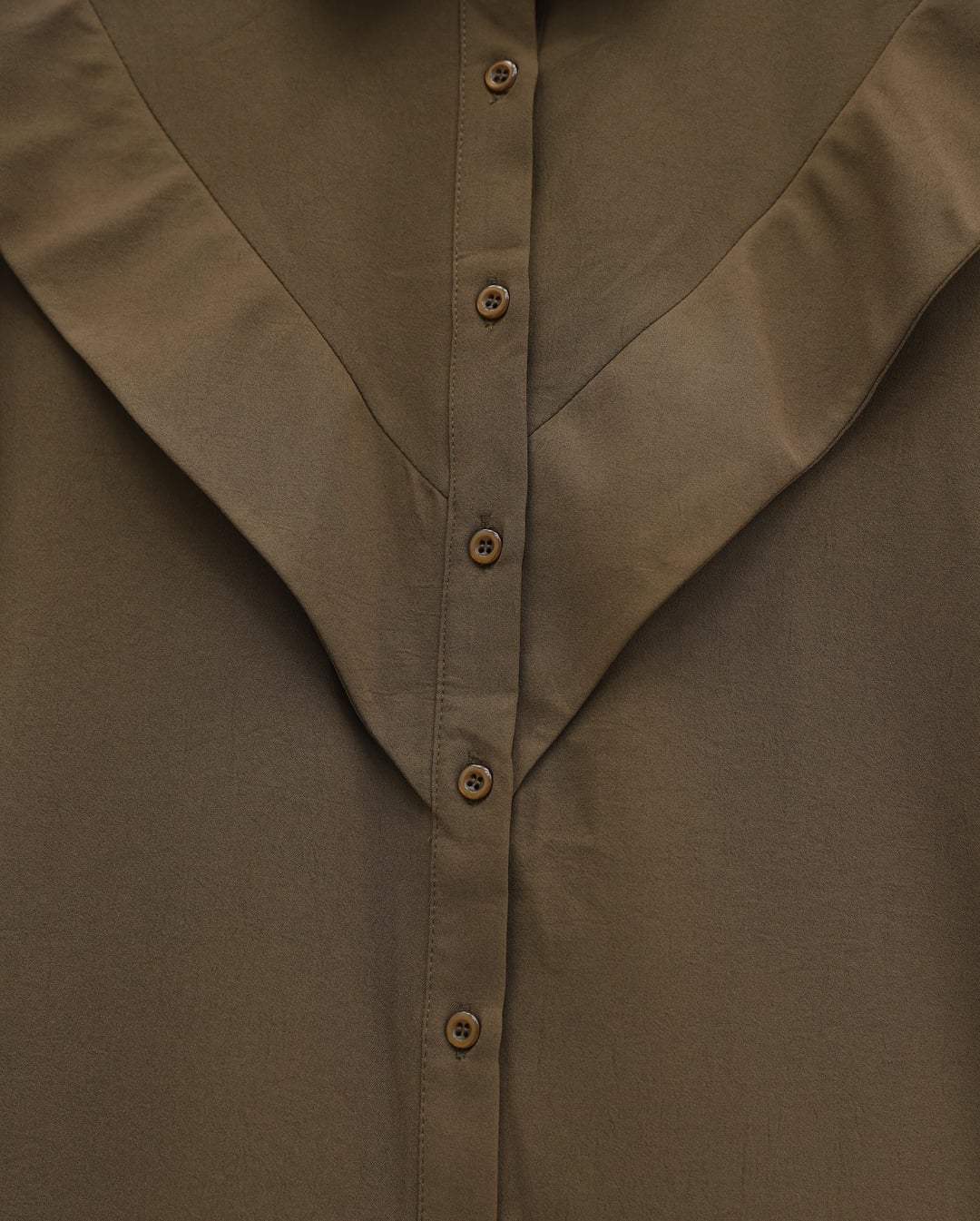 V-Detail Long Back Buttoned Imported Crepe Tunic - Brown - Podyumplus - by Peralane - photo 4