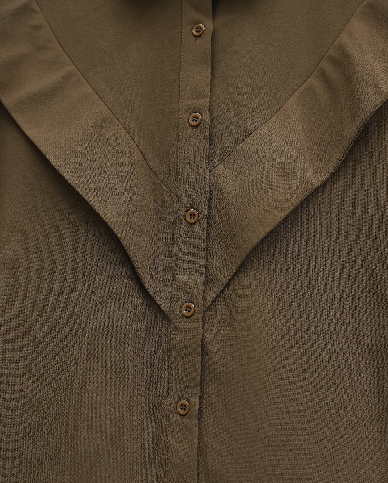 V-Detail Long Back Buttoned Imported Crepe Tunic - Brown - Podyumplus - by Peralane - photo 4