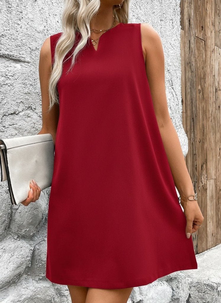 Women's Sleeveless V-Neck A-Line Short Sequin Crepe Dress - Janes - by Peralane - photo 4