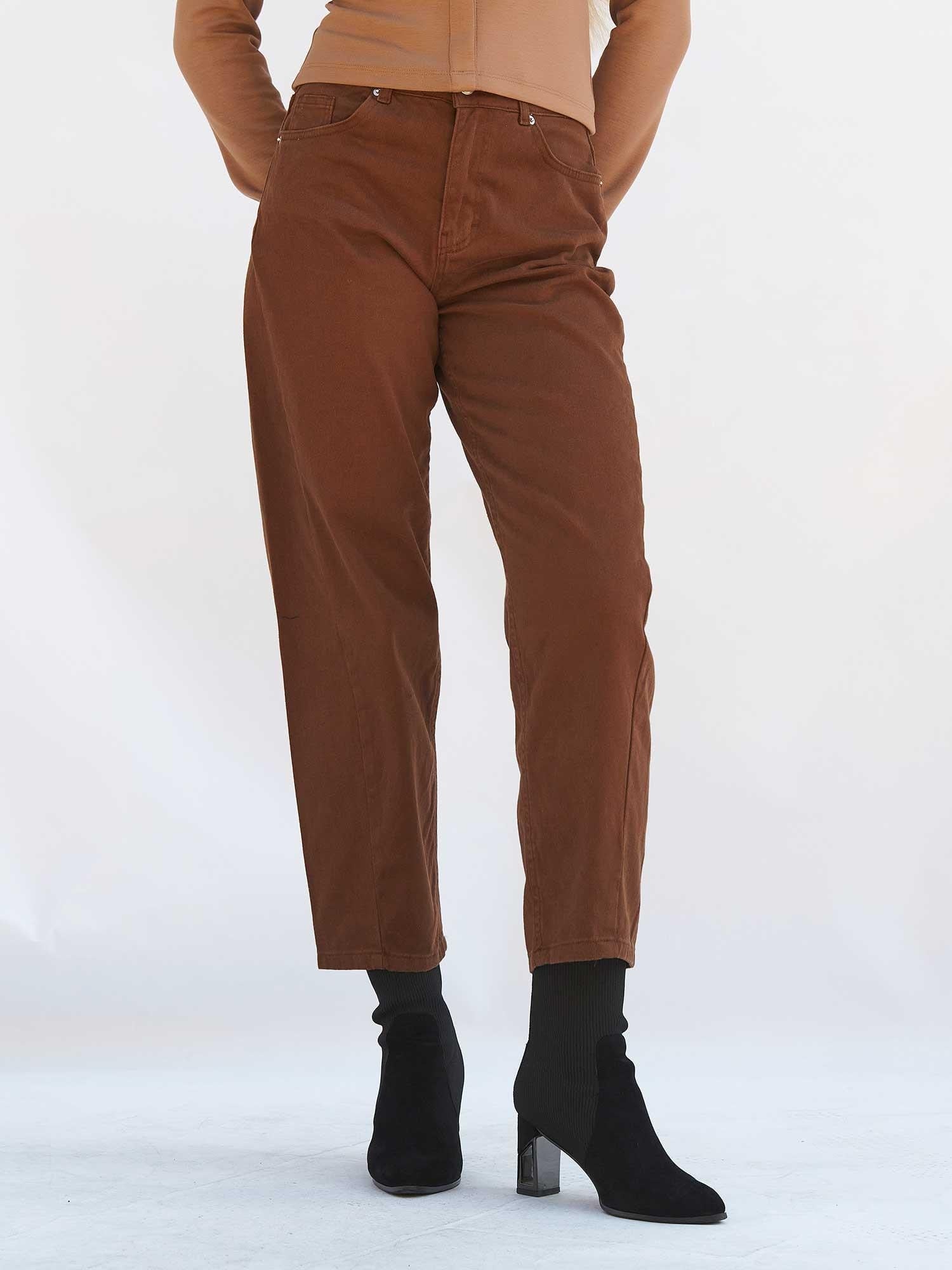 Brown Straight-Leg Gabardine Trousers with Matching Top Set - Lefon - by Peralane - photo 7