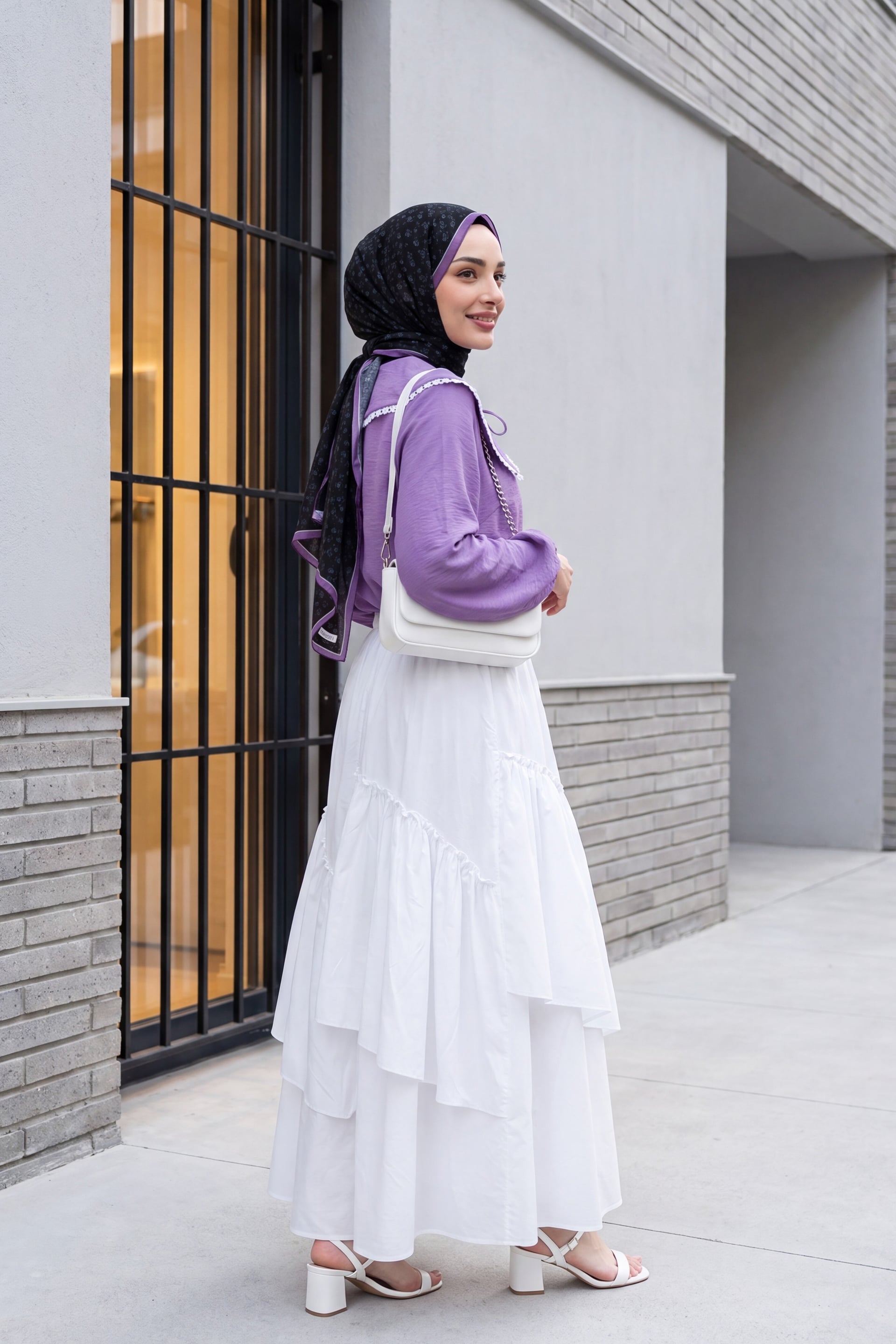 White Elasticated Waist Asymmetric Ruffled Voile Maxi Skirt - Podyumplus - by Peralane - photo 5