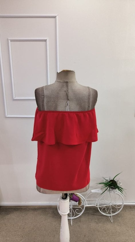 Women's Strapless Ruffled Dubai Blouse in Red - Janes - by Peralane - photo 6