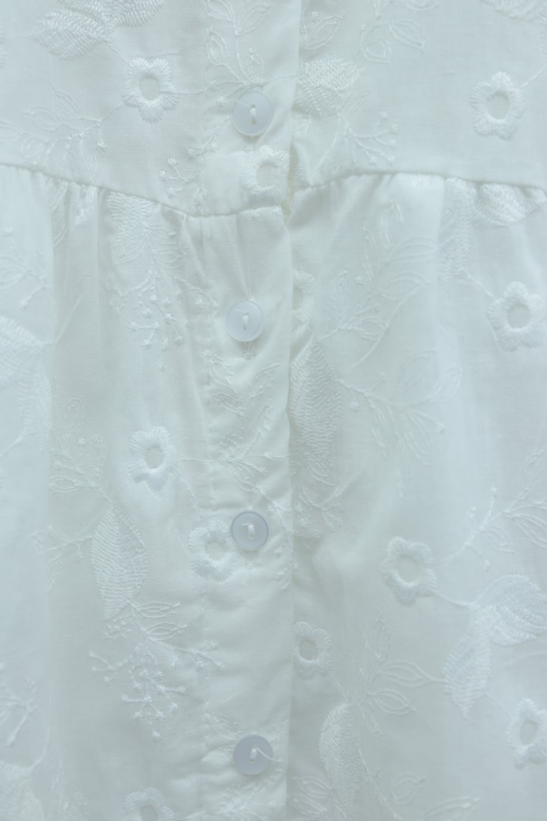 Elastic Cuff Scalloped Semi-Transparent Linen Look Shirt - White - Podyumplus - by Peralane - photo 5