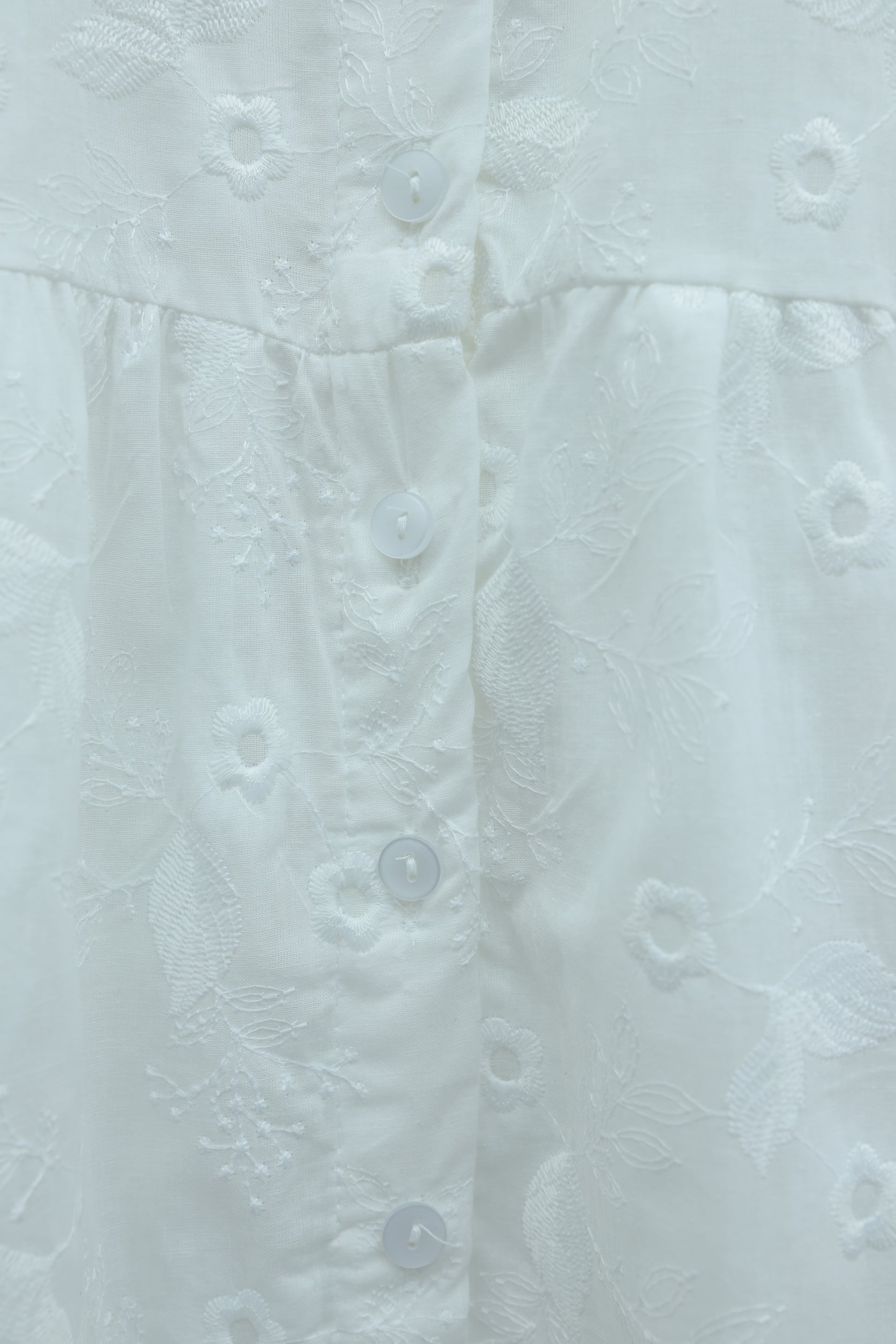 Elastic Cuff Scalloped Semi-Transparent Linen Look Shirt - White - Podyumplus - by Peralane - photo 5