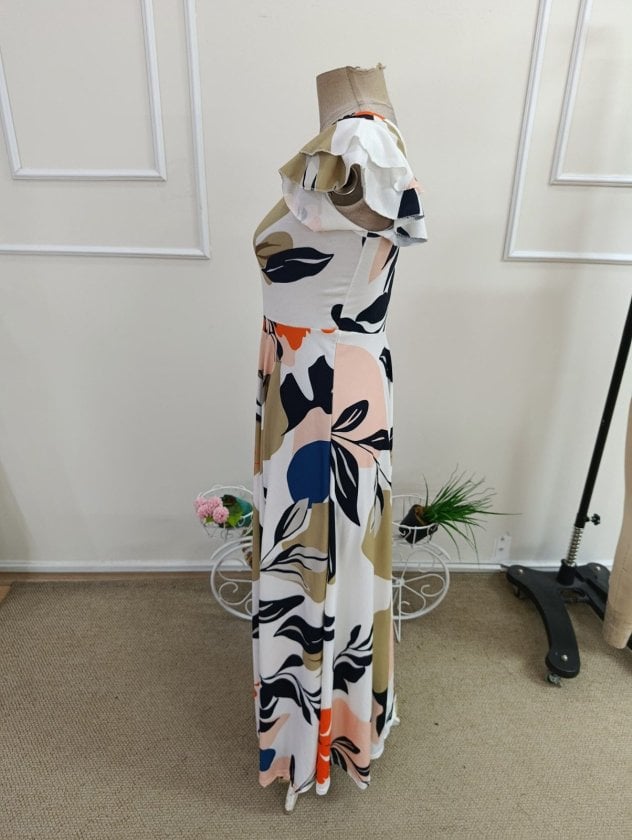 Women's One-Shoulder High-Slit Maxi Dress with Floral Print - Janes - by Peralane - photo 7