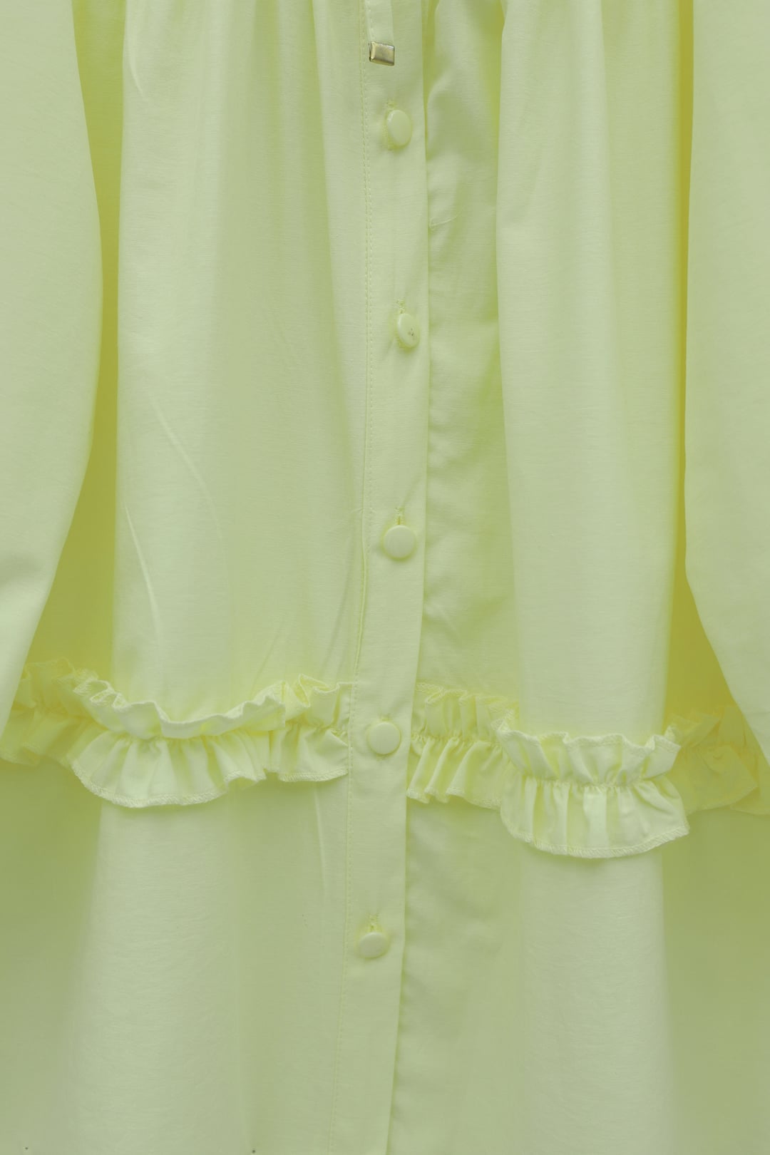 Ruffled Poplin Tunic with Elastic Smocked Yoke and Button Front - Yellow - Podyumplus - by Peralane - photo 7