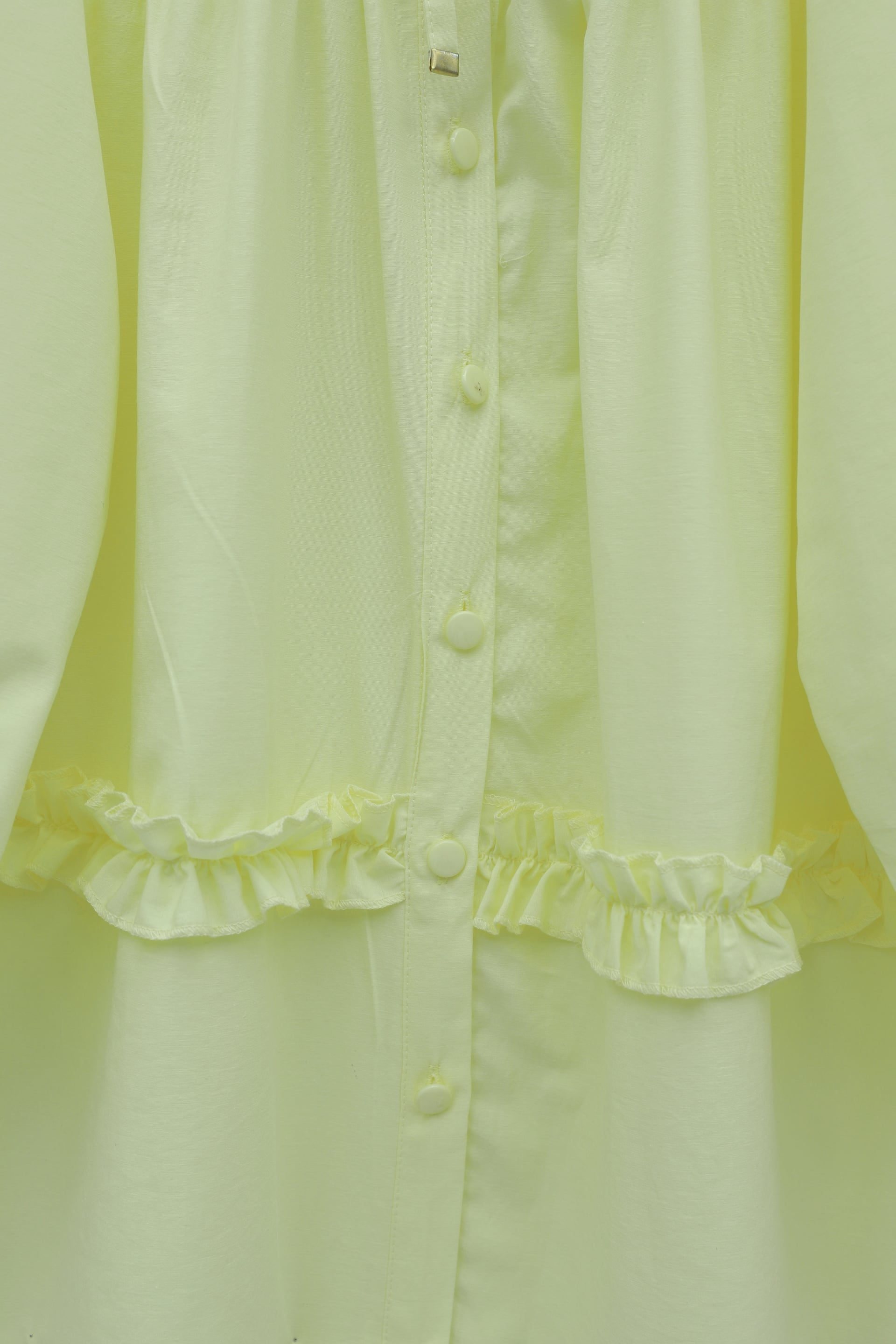 Ruffled Poplin Tunic with Elastic Smocked Yoke and Button Front - Yellow - Podyumplus - by Peralane - photo 7