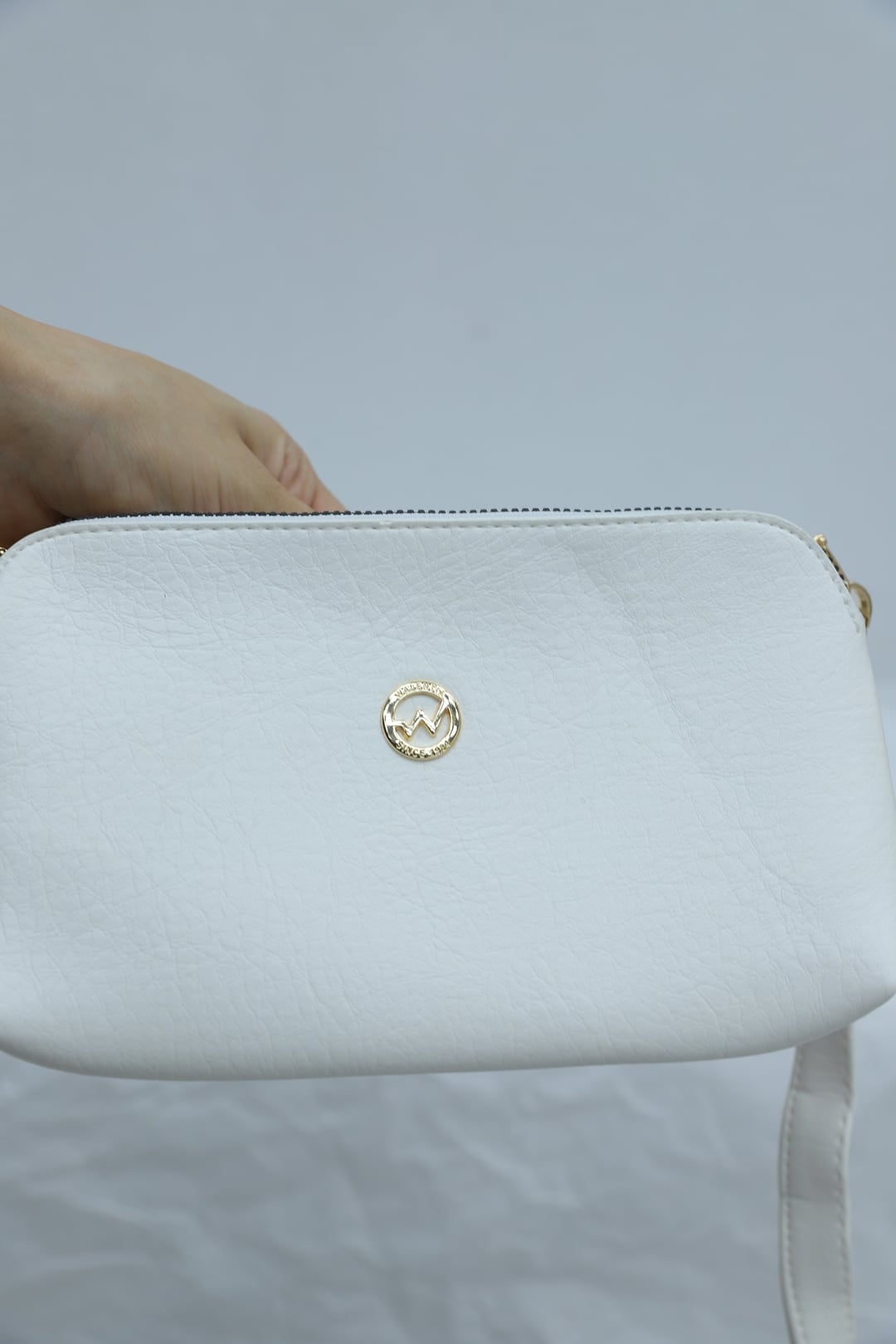 Three-Compartment Crossbody Bag with Center Strap - White - Podyumplus - by Peralane - photo 3