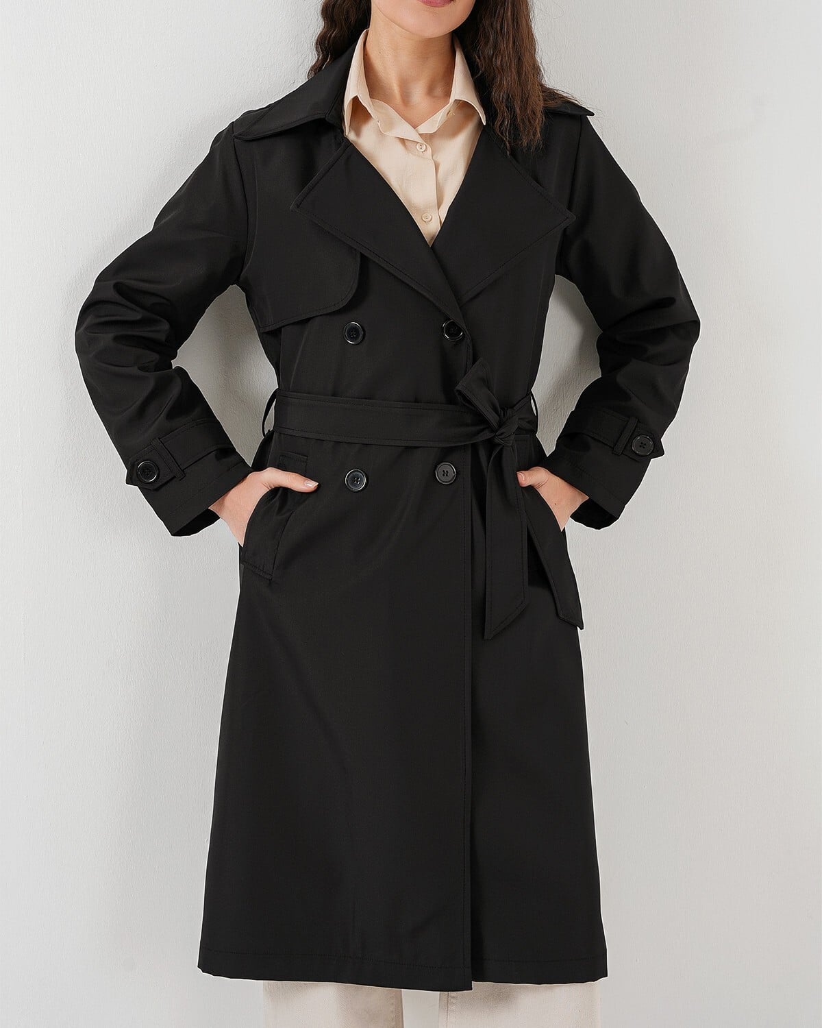 Black Double-Breasted Trench Coat for Women - Bigdart - by Peralane - photo 6