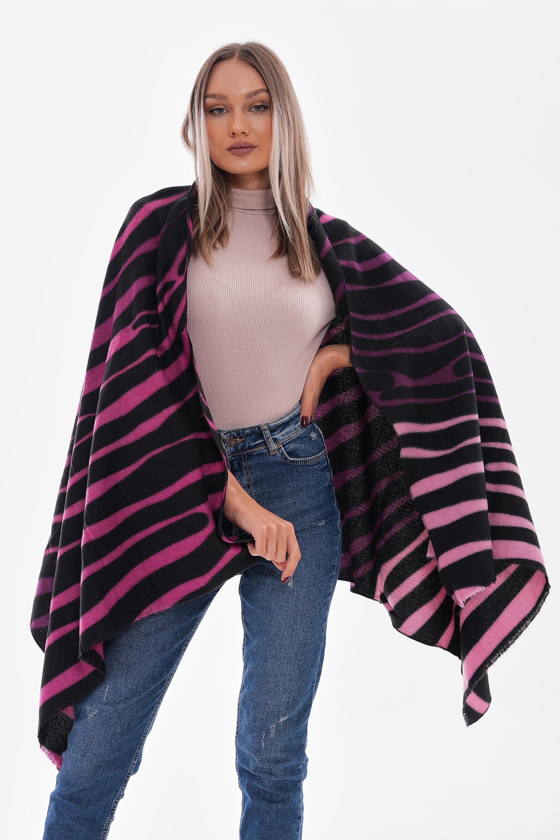 Fuchsia Zebra Print Knit Scarf for Women - Nesvay - by Peralane - photo 2