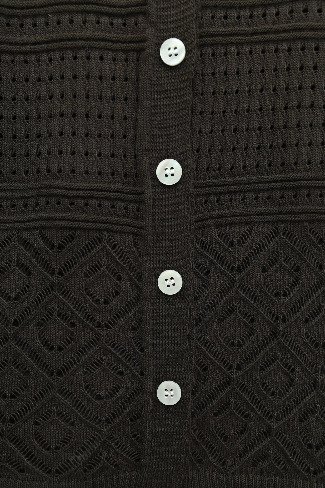 Round Neck Openwork Buttoned Knit Cardigan - Brown - Podyumplus - by Peralane - photo 7