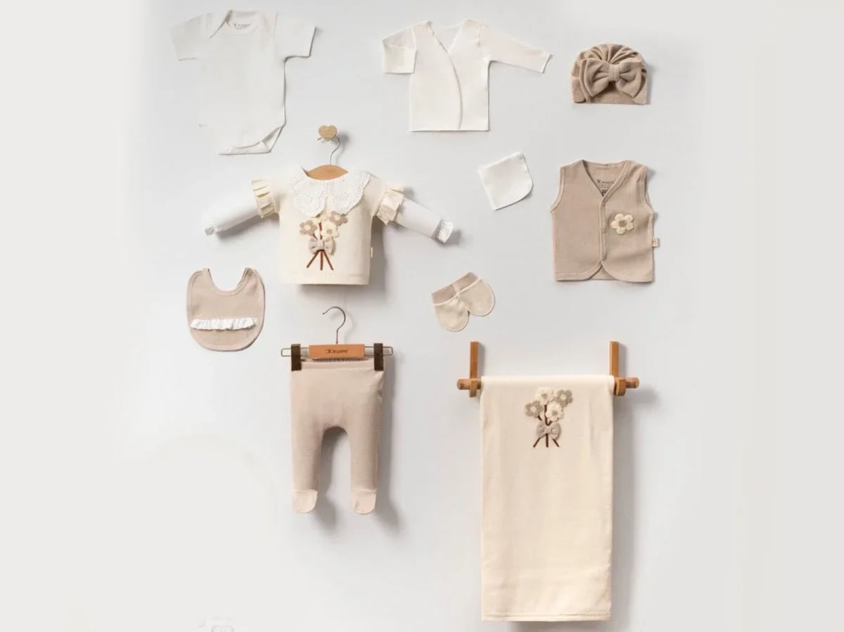 Floral Embroidered Lace Girl's 10-Piece Hospital Exit Bodysuit Set - Cayzen - by Peralane
