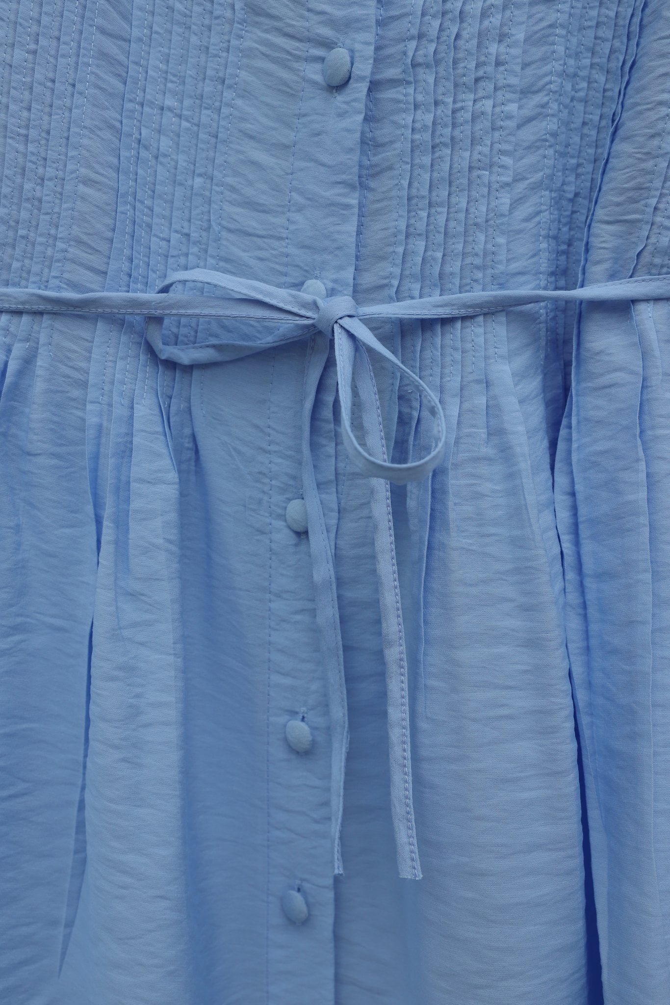 Ribbed Cupro Tunic with Ruffled Details and Tie Belt - Baby Blue - Podyumplus - by Peralane - photo 5