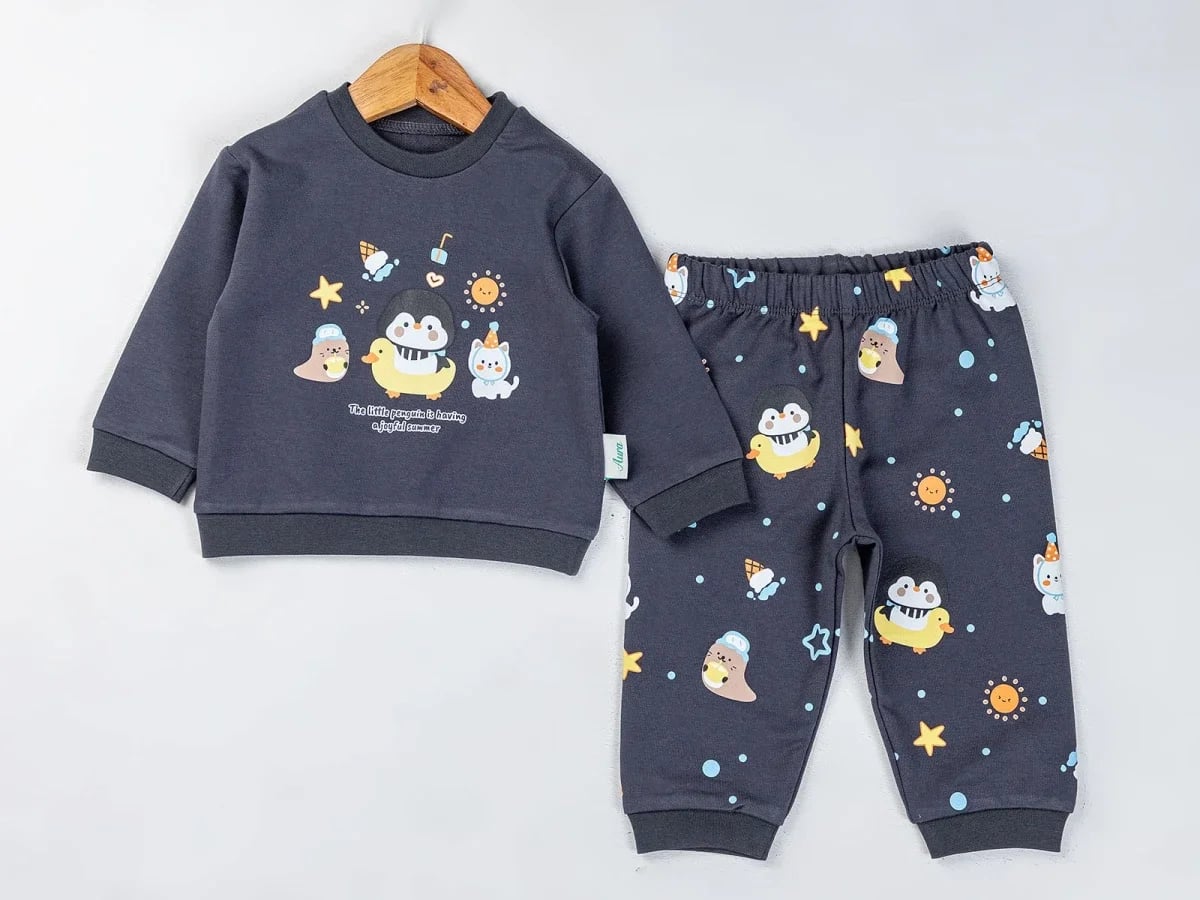 Penguin Print Baby Boys' Pyjama Set - Dark Grey (3-Pack) - Comix - by Peralane