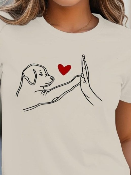 Women's Short-Sleeve Crew-Neck Dog Print Viscose Blouse - Janes - by Peralane - photo 2