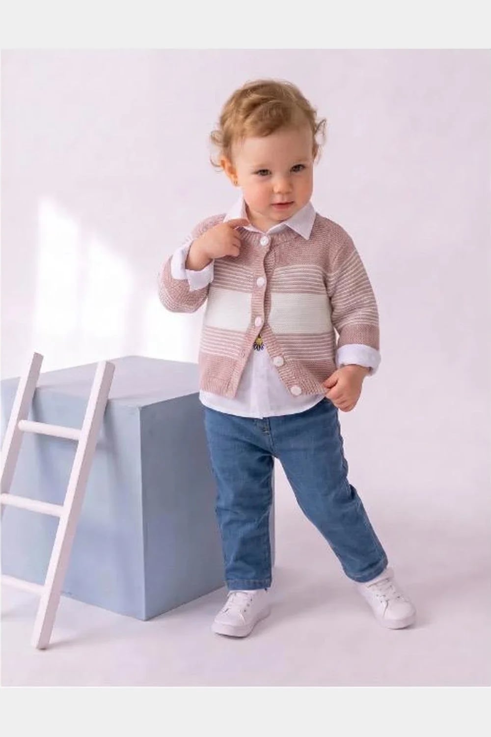 Girls' Knit Cardigan Set - Dusty Rose - Has Bereket - by Peralane