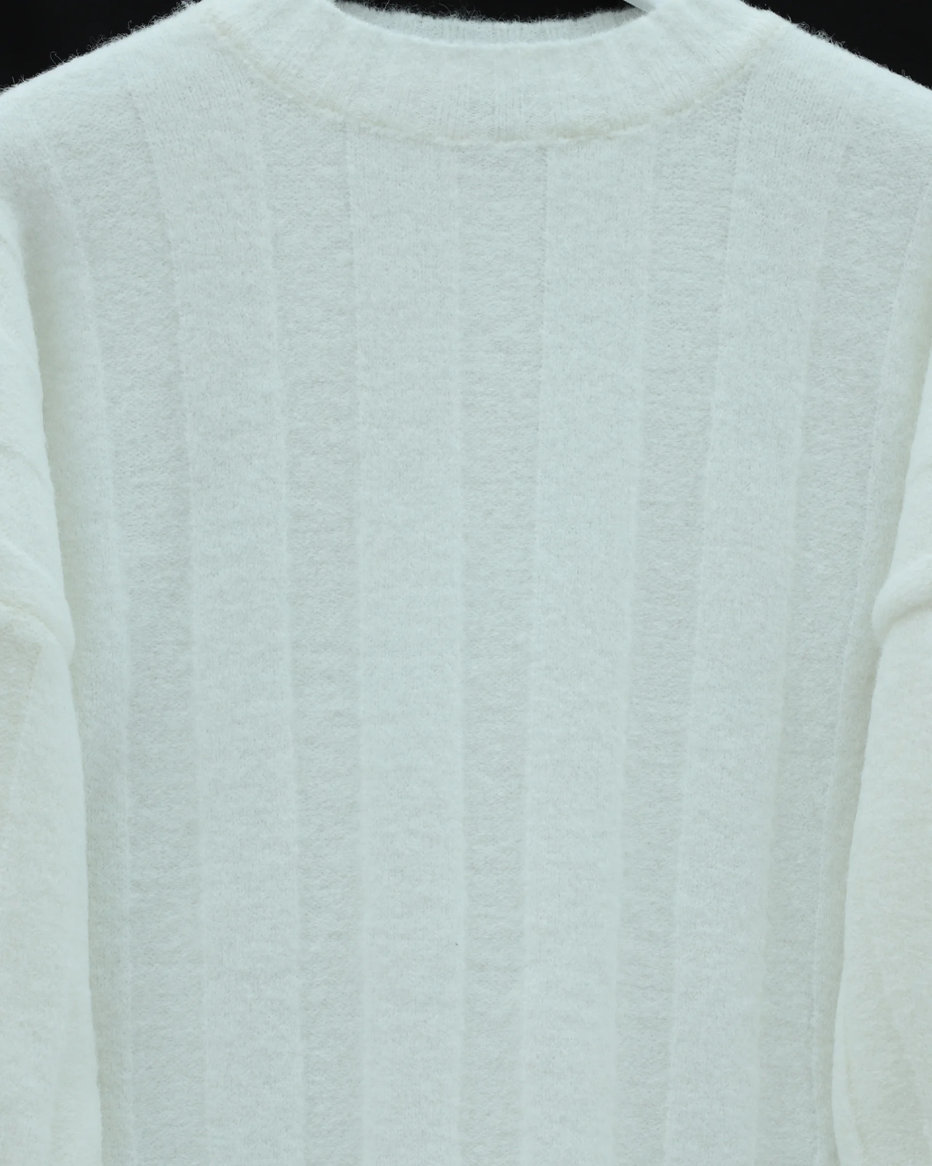 White Half-Mock Neck Striped Knit Sweater - Podyumplus - by Peralane - photo 7