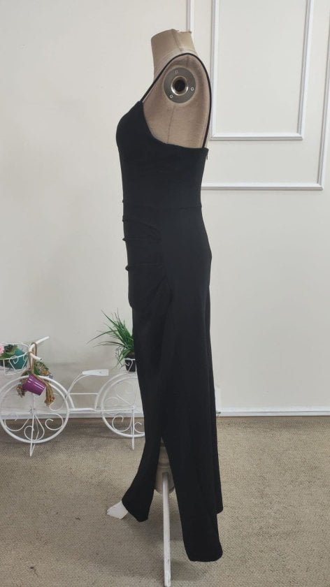 Women's Spaghetti Strap Deep V-Neck High Slit Long Crepe Dress - Janes - by Peralane - photo 8
