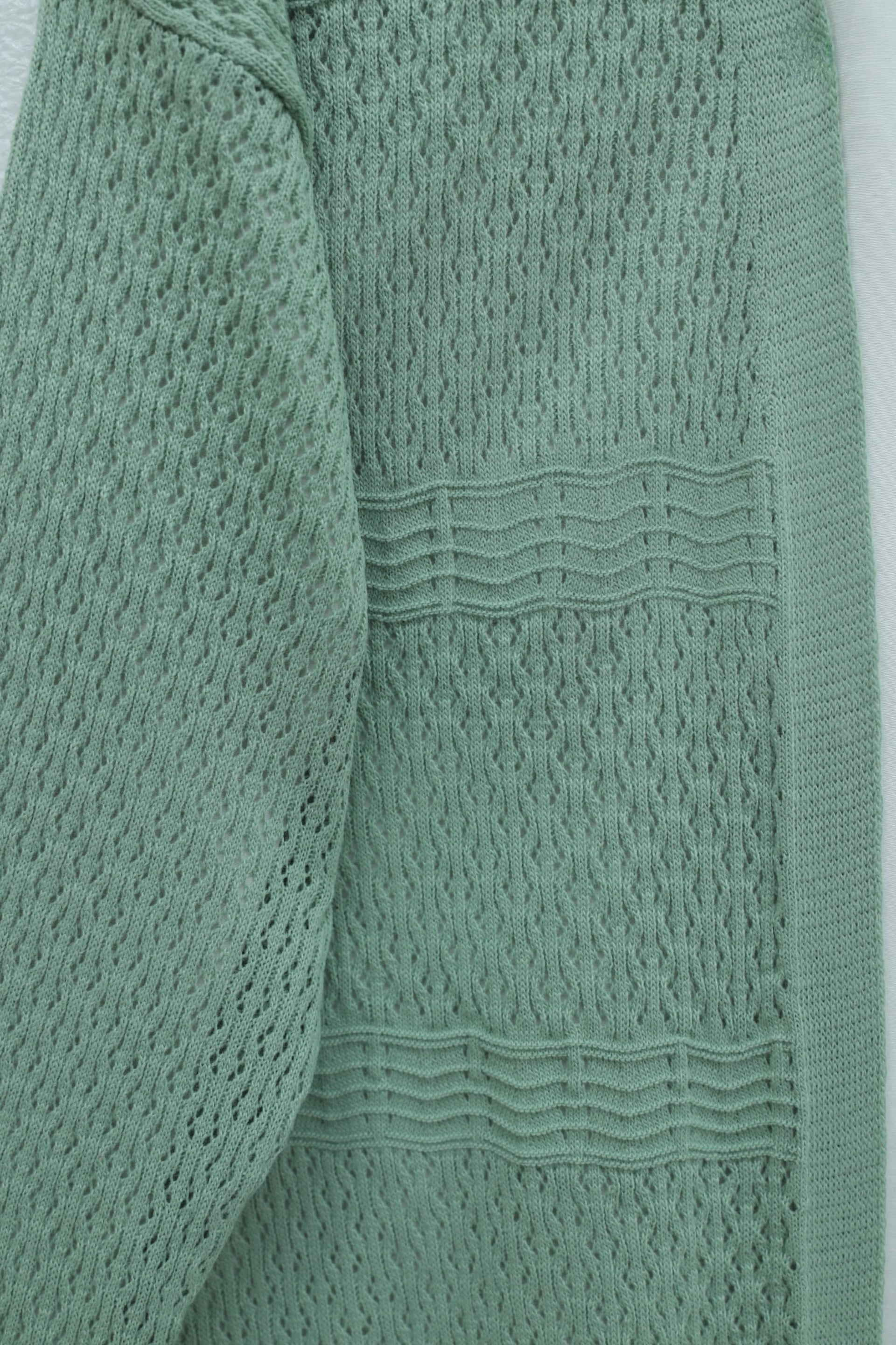 Mint Open Front Knit Cardigan with Eyelet Wave Pattern - Podyumplus - by Peralane - photo 5