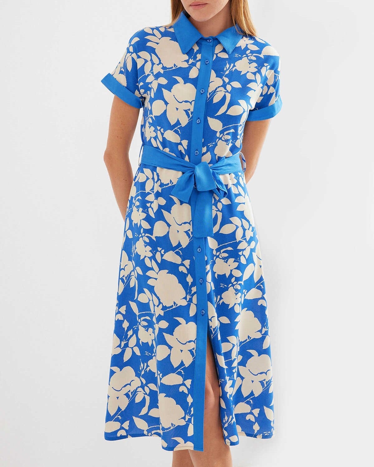 Patterned Shirt Dress - Blue - Wholeskop - by Peralane - photo 3