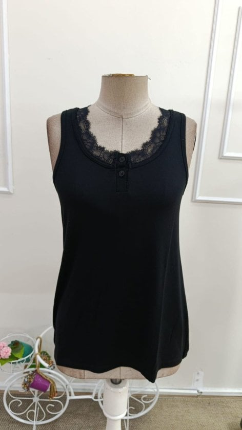 Women's Sleeveless Round Neck Button Viscose Blouse - Janes - by Peralane - photo 4