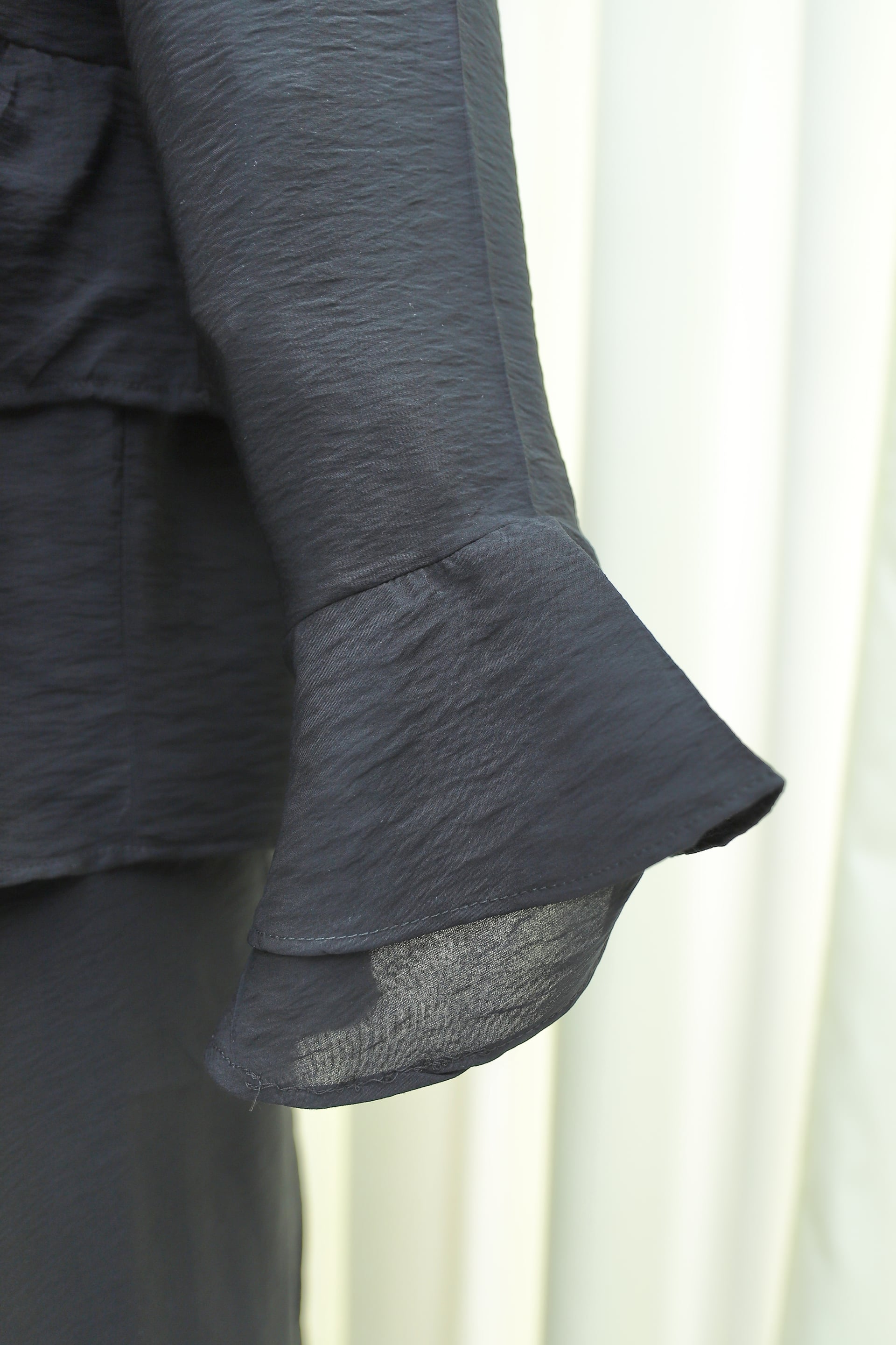 Women's Black Ruffled Kimono Set with Skirt and Flared Sleeves - Podyumplus - by Peralane - photo 9