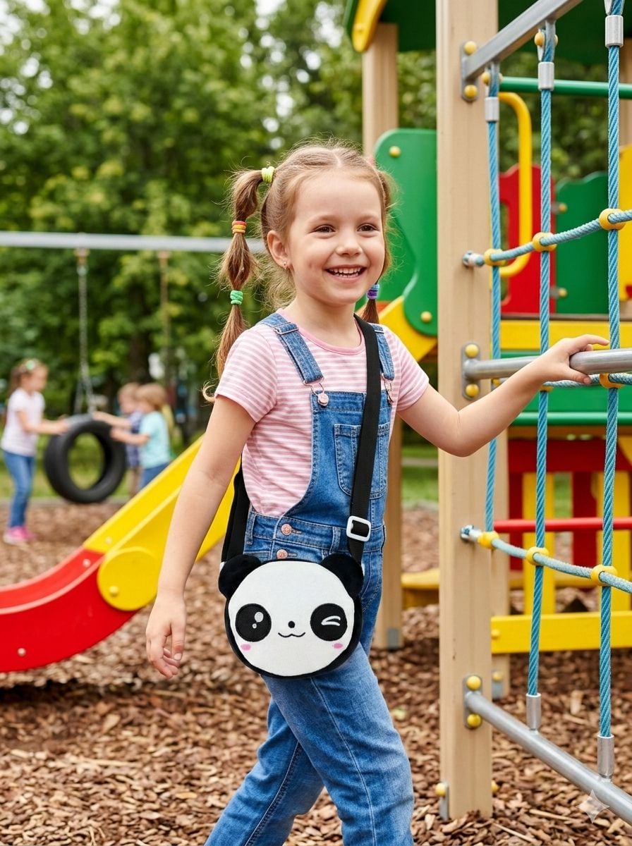 Panda Face Plush Crossbody Bag for Girls - Nesvay - by Peralane
