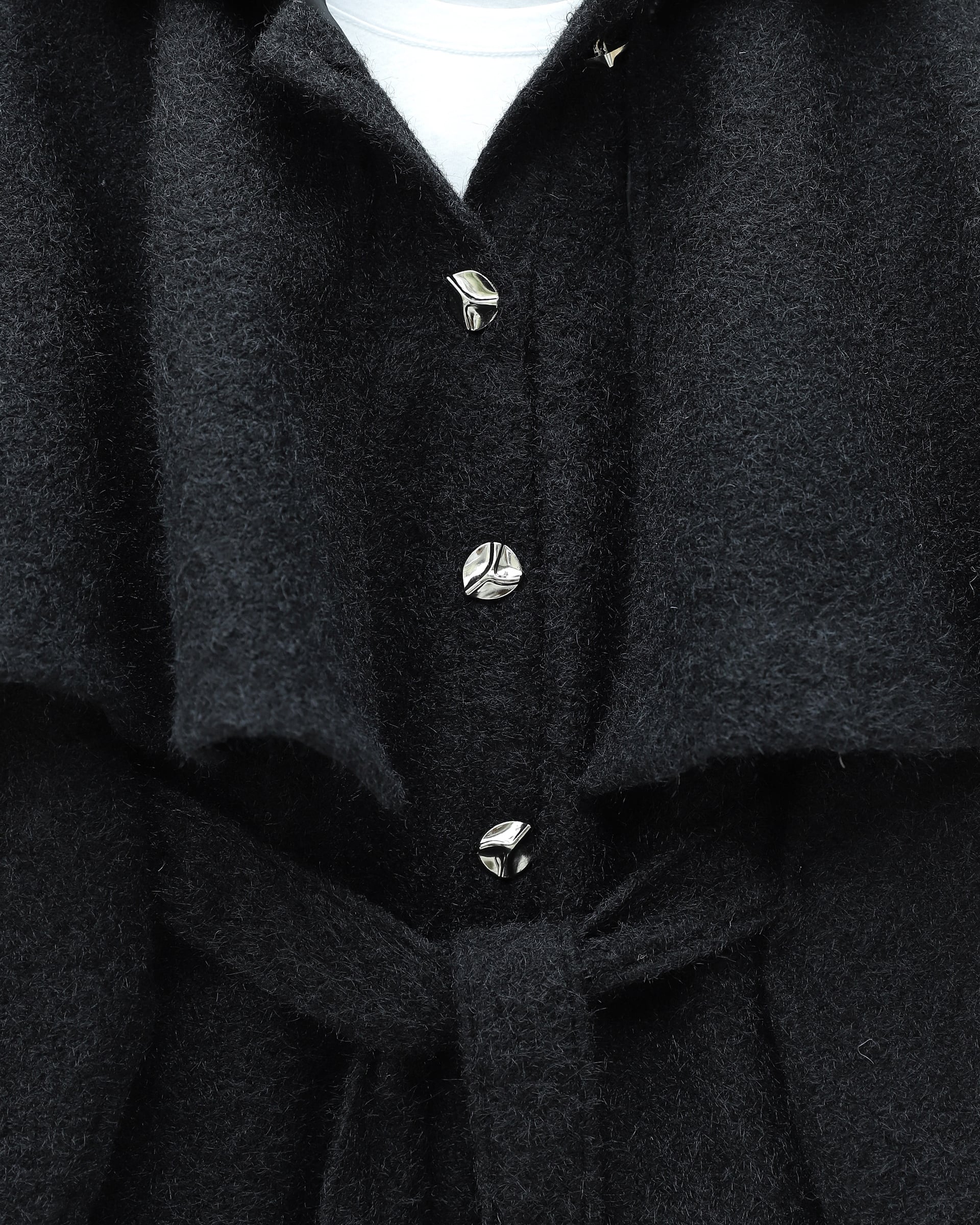 Black Belted Modest Cape Coat with Capelet Design - Podyumplus - by Peralane - photo 2