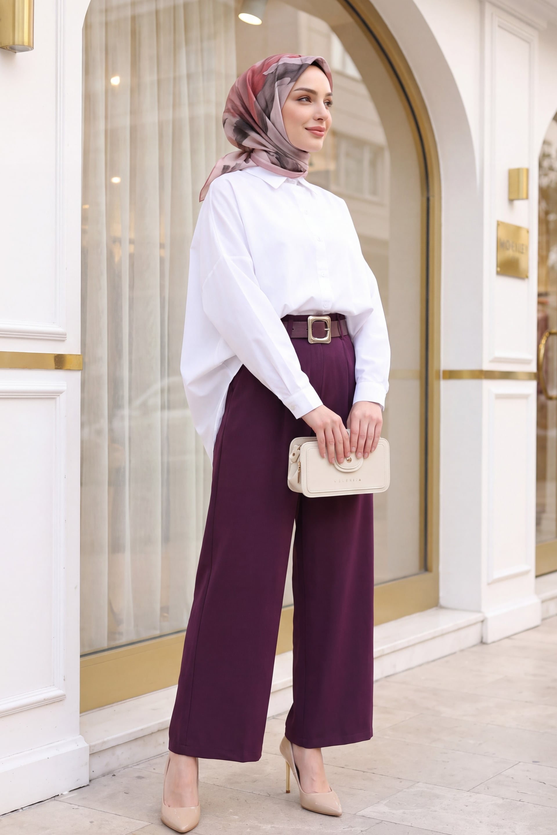 White Button-Down Batwing Sleeve Blouse - Podyumplus - by Peralane - photo 6