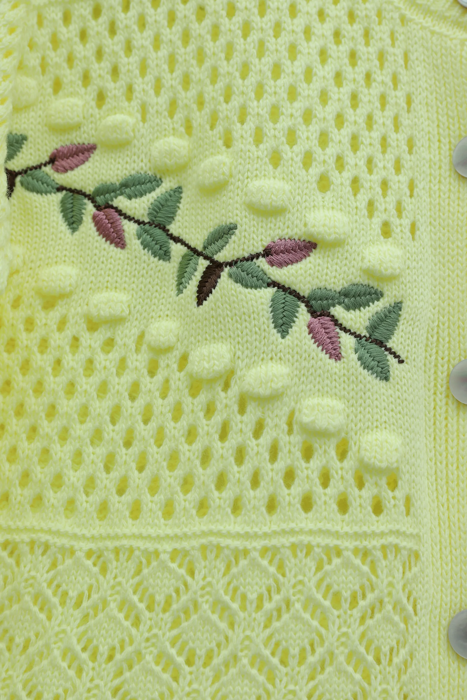 Women's Embroidered Openwork Knit Cardigan - Yellow - Podyumplus - by Peralane - photo 5