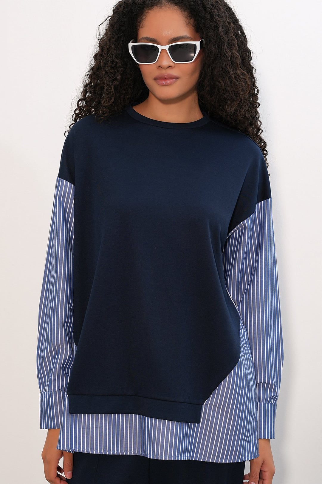 Women's Striped Woven Two-Piece Set - Navy - Bigdart - by Peralane